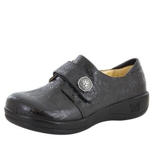 Alegria Joleen Tar Tooled floral embossed leather shoes black sz 36